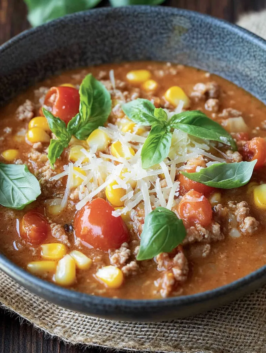 Veloce zuppa alla pizza con carne macinata – Saporita, cremosa e sostanziosa