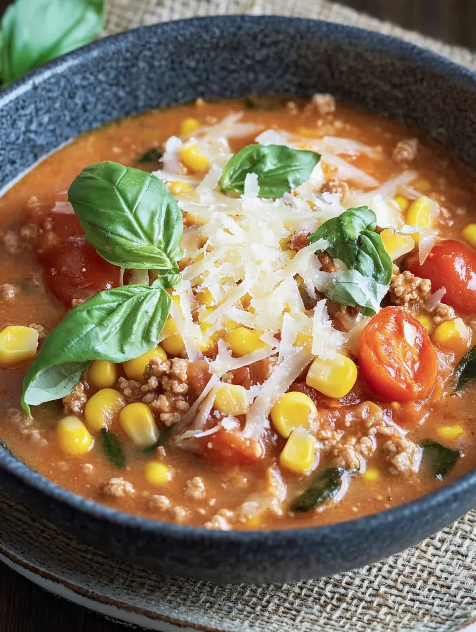 Zuppa alla pizza con carne macinata – Veloce, saporita e deliziosa