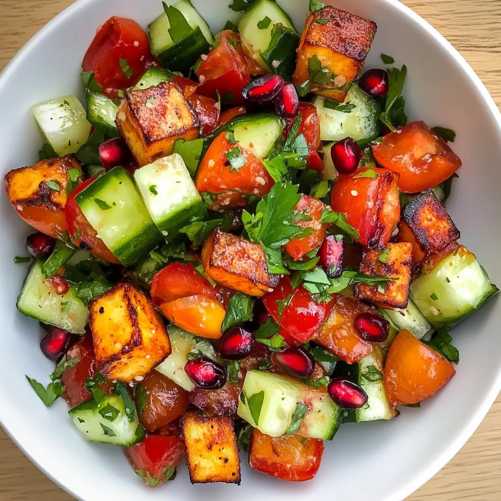 Insalata colorata con Halloumi e melograno