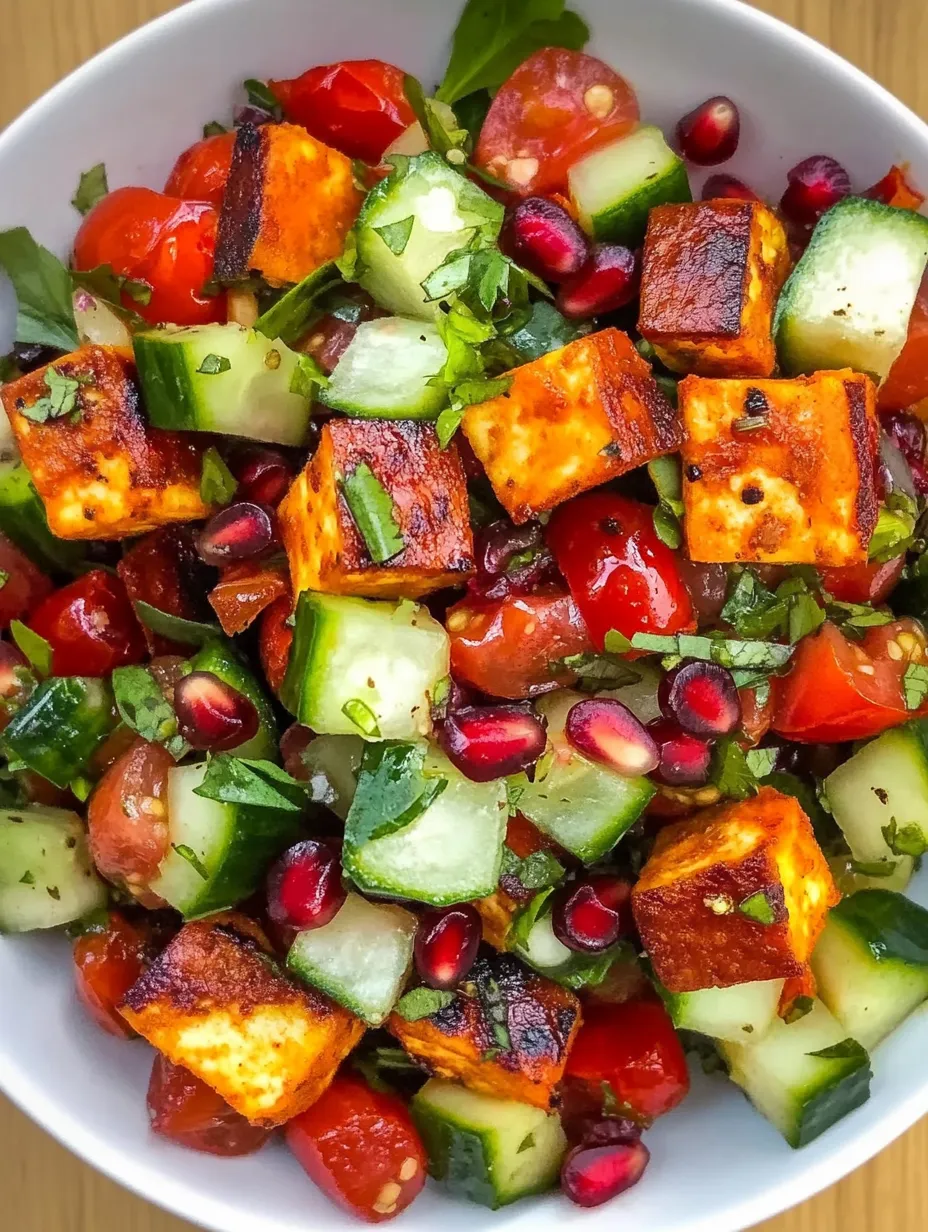 Insalata colorata di halloumi con melograno – Fresca, croccante e aromatica