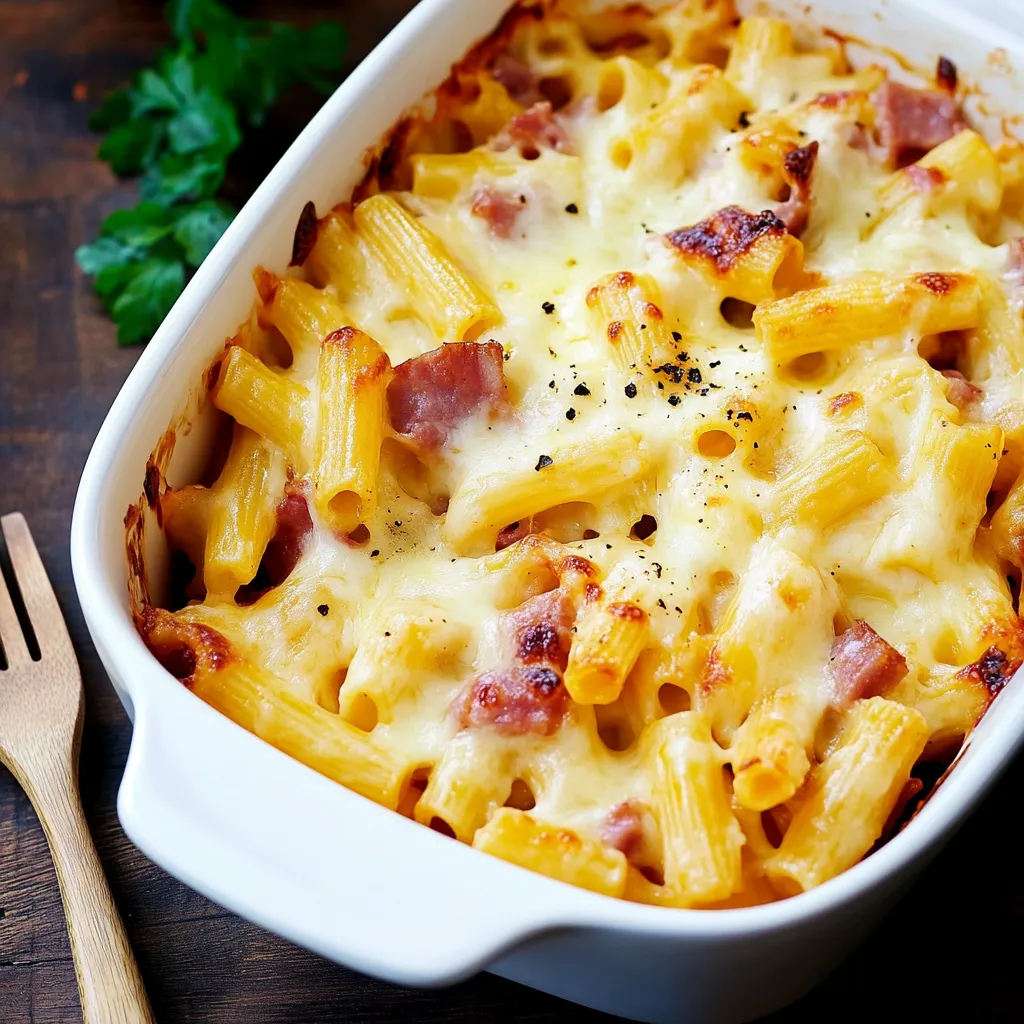 Gratin di pasta e prosciutto - pasta al forno semplice