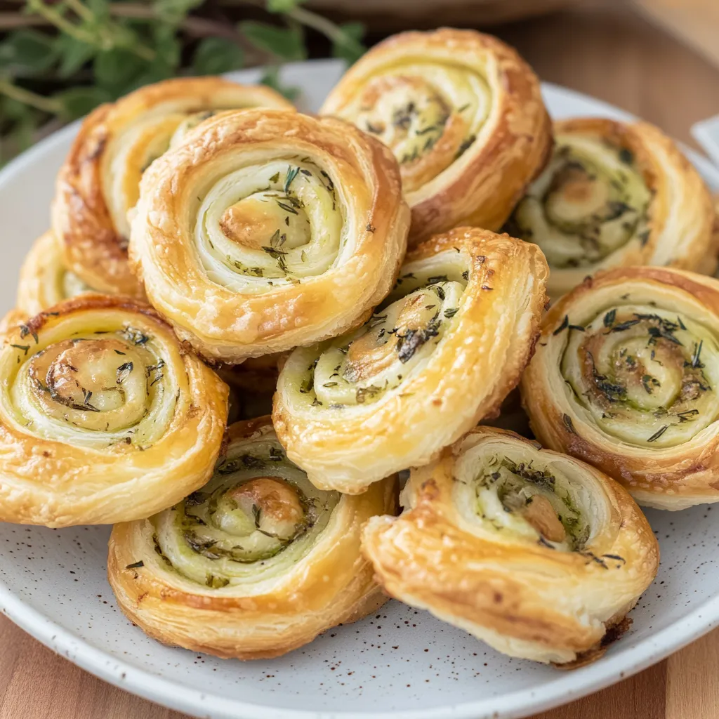 Spirali di pasta sfoglia con pesto e formaggio fresco