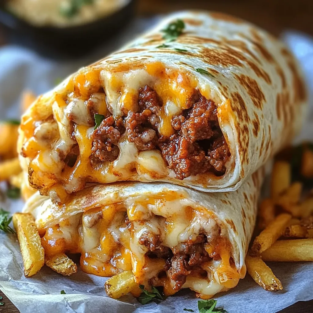 Burrito di Manzo con Patatine e Formaggio – Delizia piccante in un wrap!