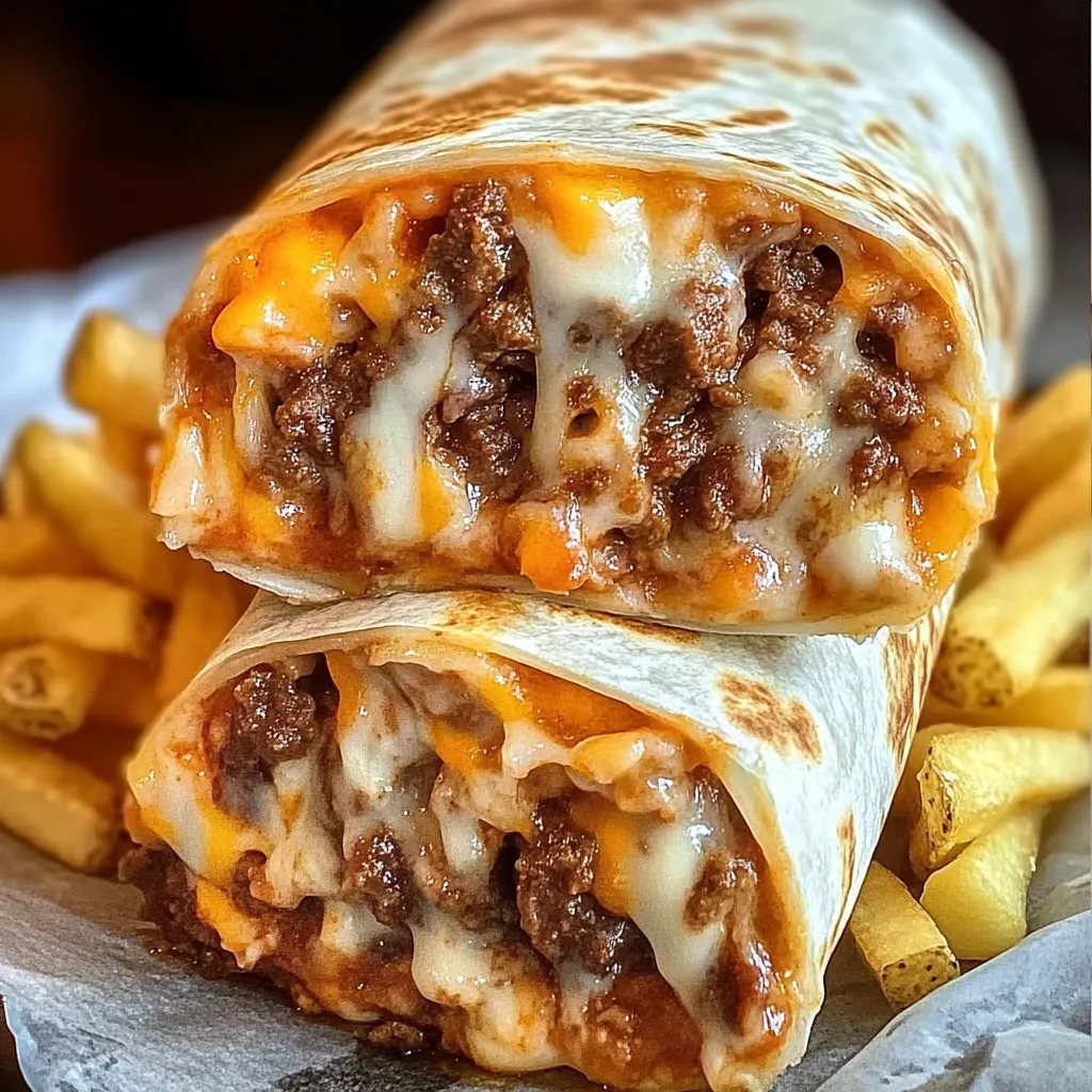 Burrito piccante con manzo, formaggio e patatine – puro piacere!