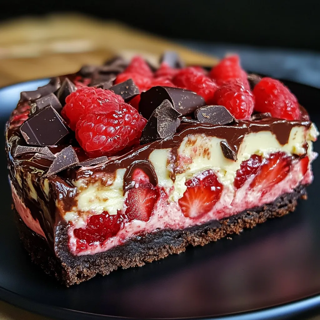 Cremosa torta al formaggio con spirali di fragola e cioccolato