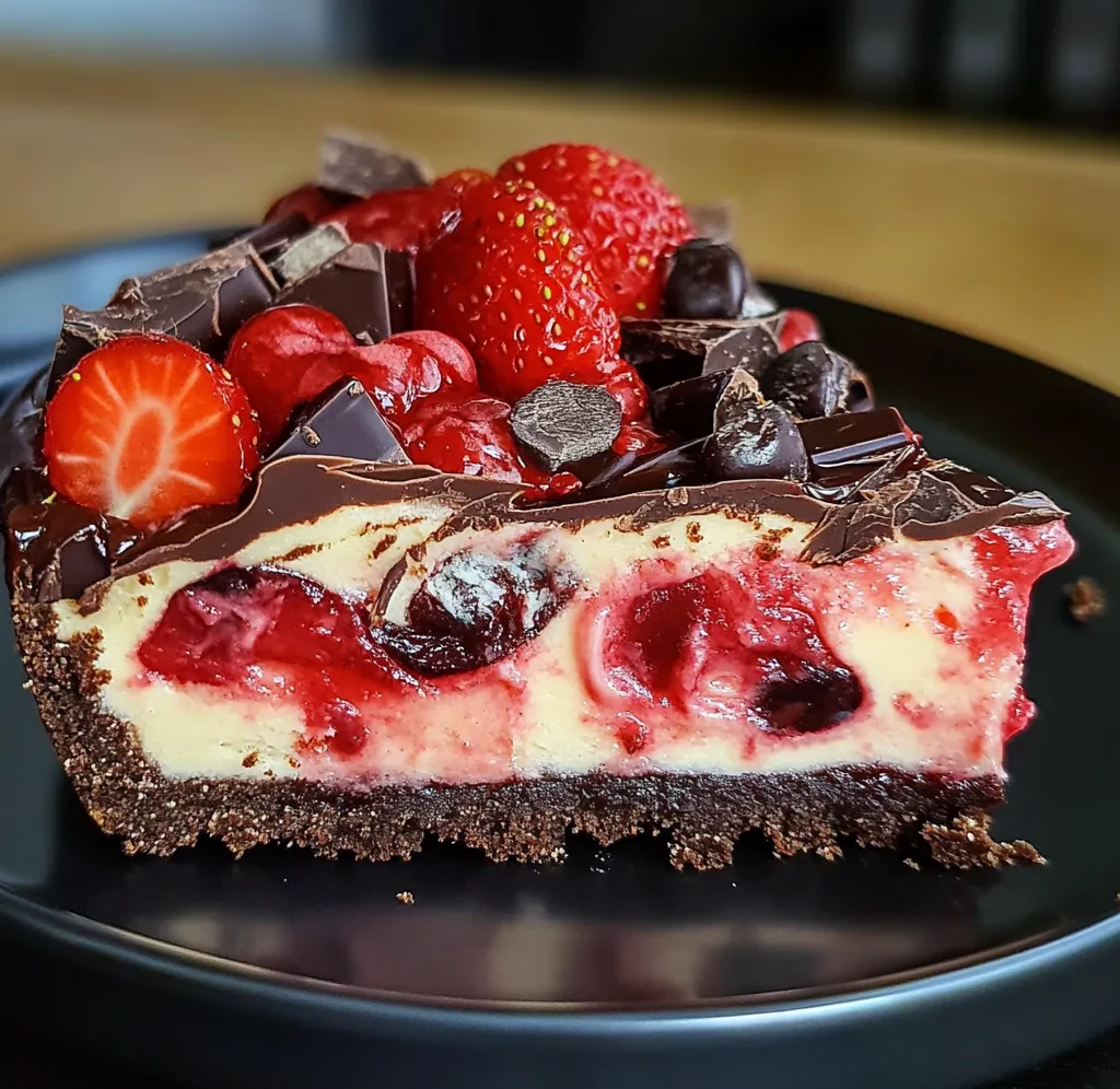 Cheesecake marmorizzata con cioccolato e fragole