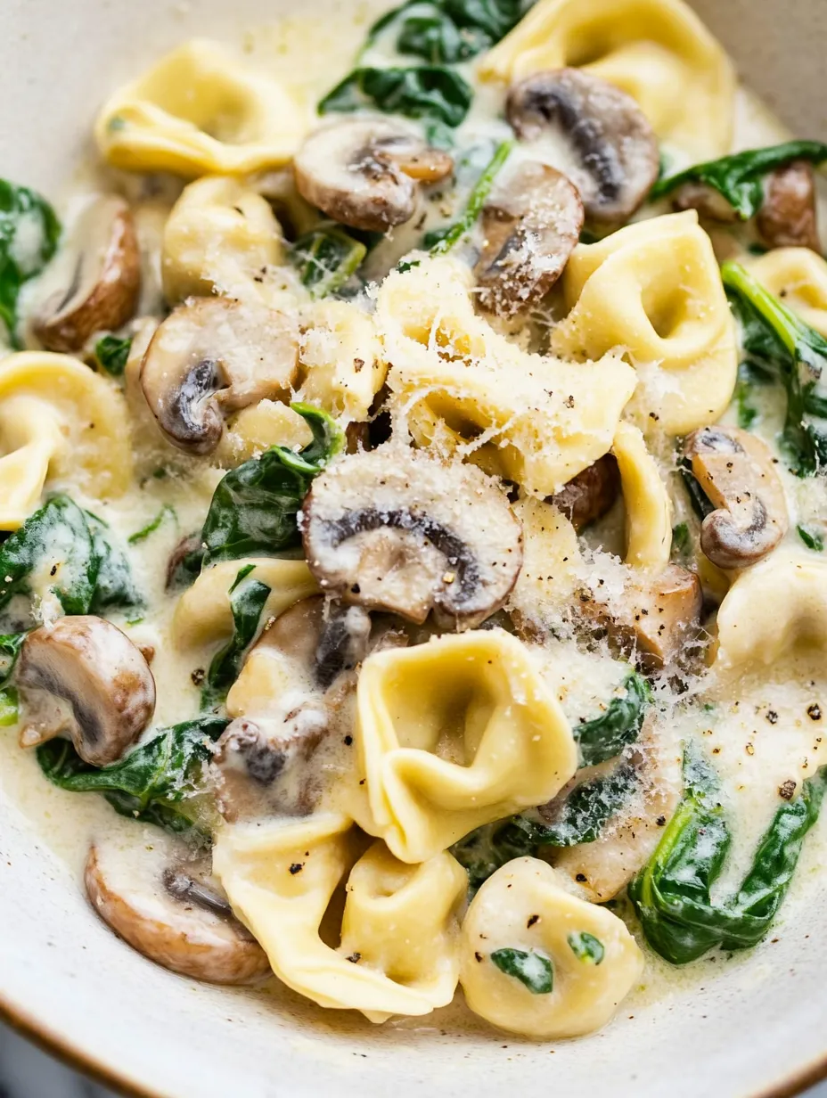 Tortellini Cremosi con Spinaci e Funghi (In Una Padella!)