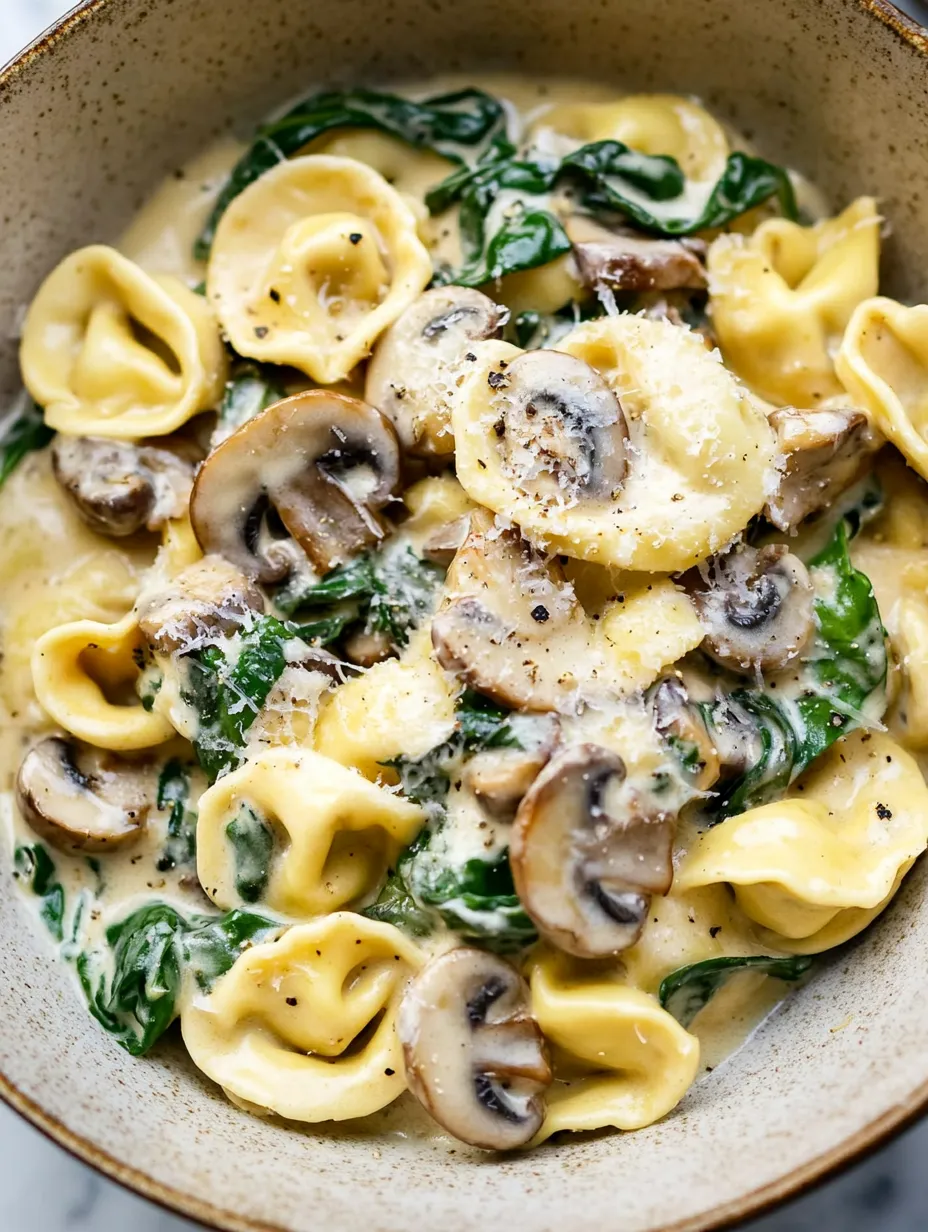 Ricetta Tortellini Cremosi con Spinaci e Funghi