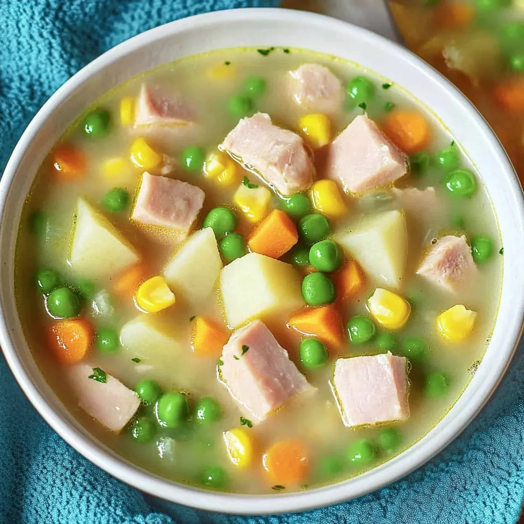Zuppa colorata di verdure con patate e salsiccia