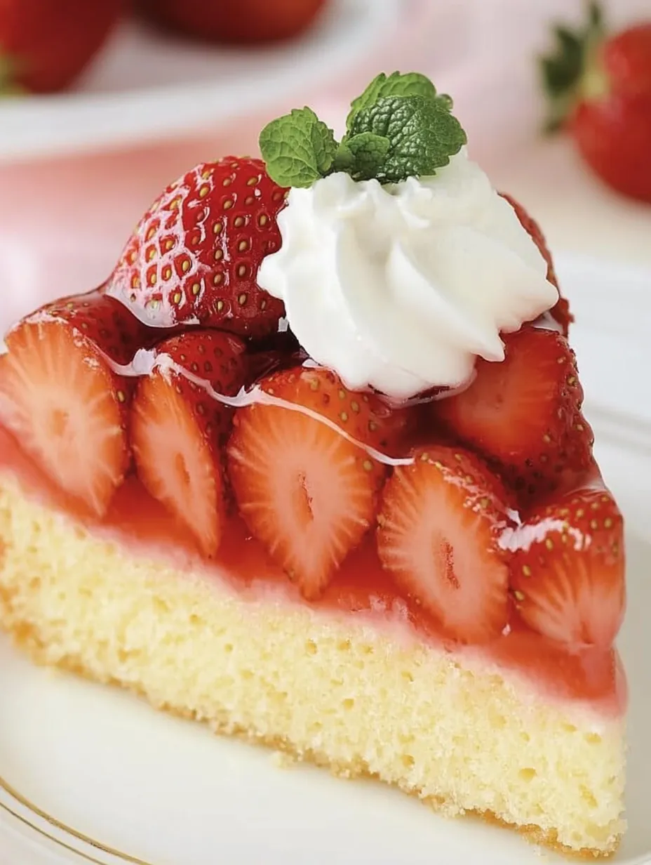 Succosa torta di fragole con base di pan di Spagna