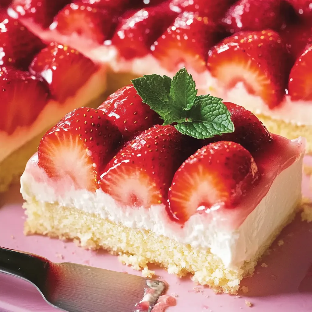 Torta di fragole in teglia con panna acida e budino