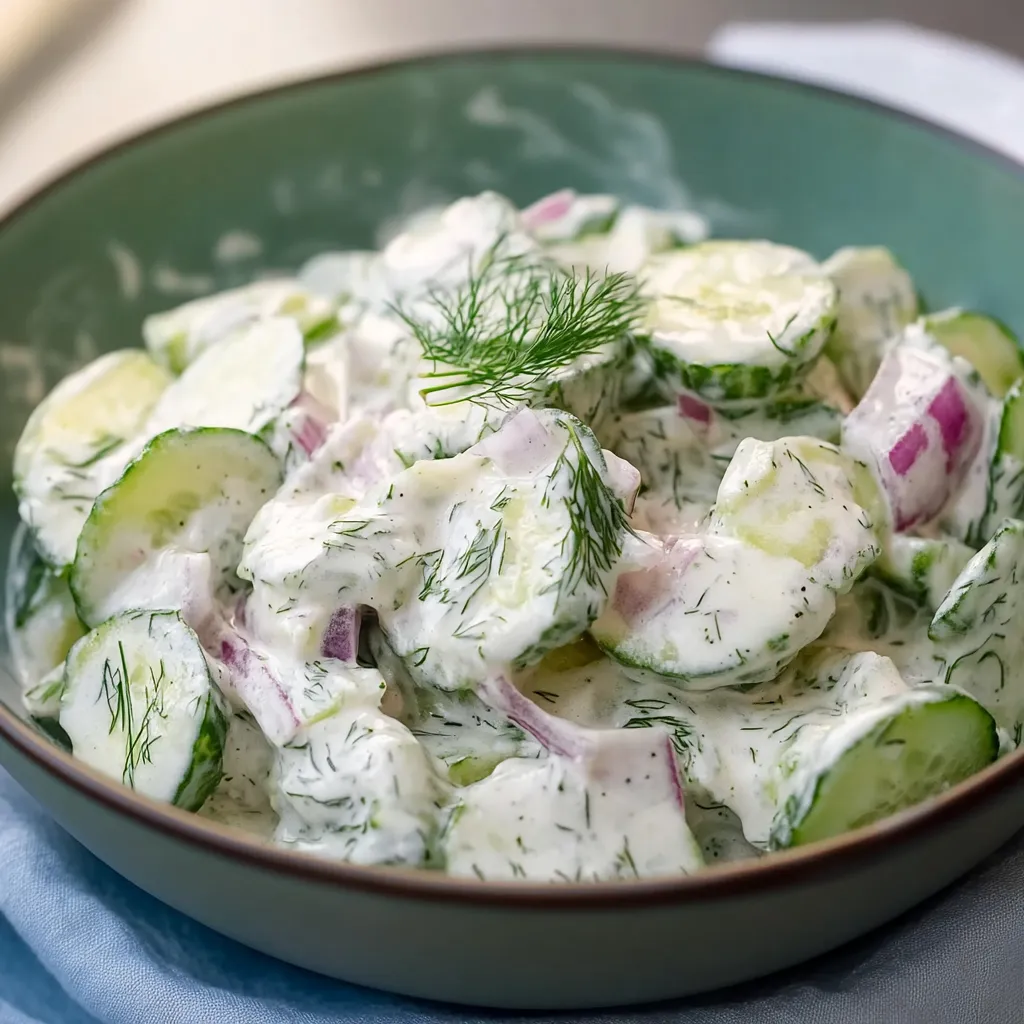Semplice insalata di cetrioli con panna acida – così gustosa e rinfrescante