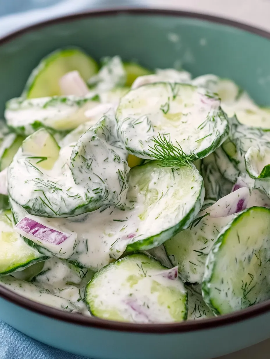 Insalata cremosa di cetrioli con panna acida – rinfrescante e deliziosa