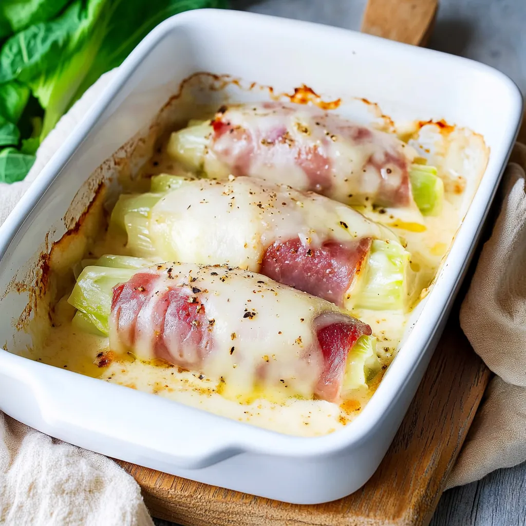 Indivia gratinata al forno – con prosciutto e formaggio