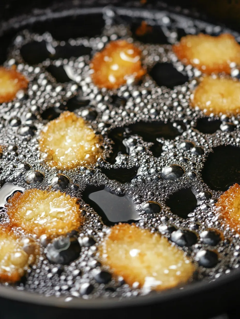 Una padella con olio ribollente e cibo.