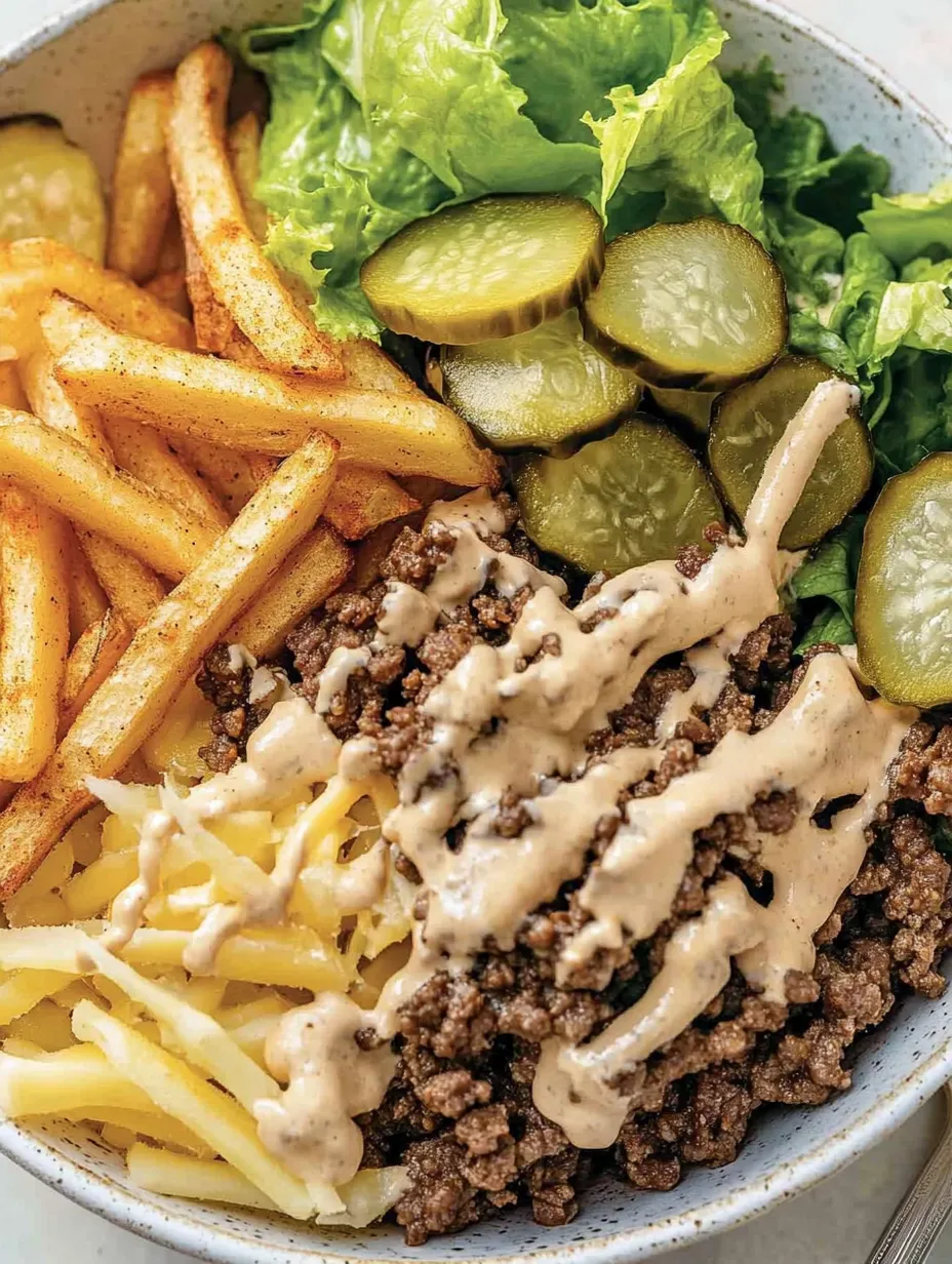 Un piatto di cibo con patatine, carne e un sottaceto.