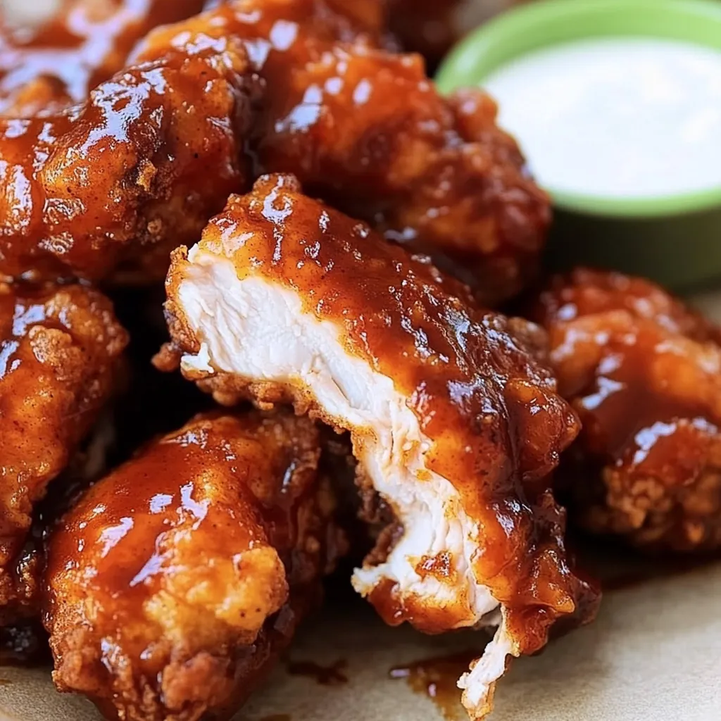 Un piatto di ali di pollo con salsa barbecue.